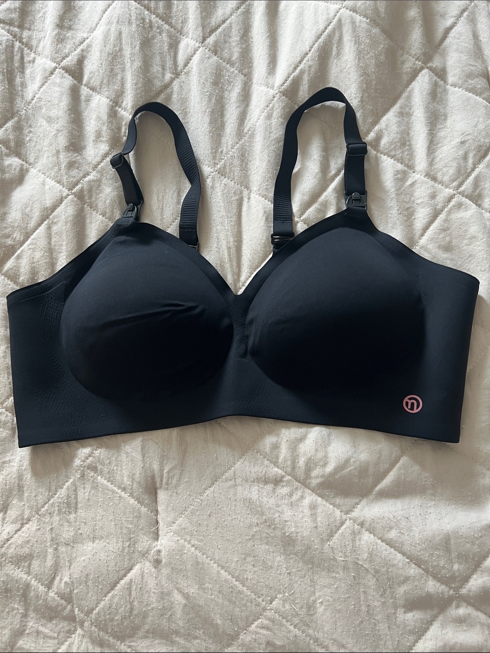 Seamless Black Sleep & Nursing Bra with Clip-Down Straps